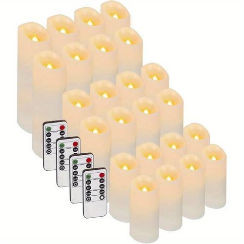 24pcs flameless led candles with remote timer flickering electric warm lights for holiday romantic decor battery operated d 2 2 h 456