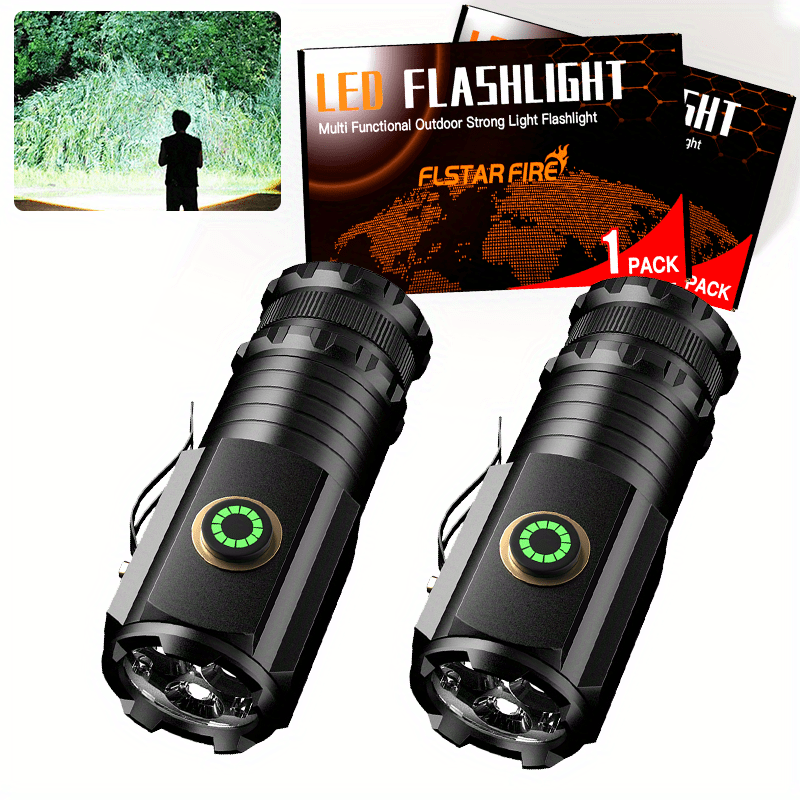 TEMU 3 P35 High Brightness Lamp Beads, 2000lm Powerful Led Flashlight Mini High Power Flashlight With 5 Usb Rechargeable Camping Lantern Using 18350