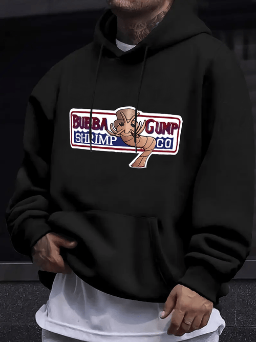 mens blue graphic print hoodie casual fall winter pullover with burpa co design adjustable hood and front pocket