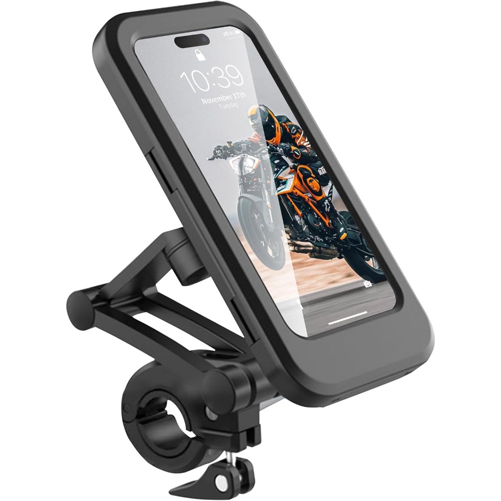 Image of Bike Phone Mount Touch Screen Universal Phone Pouch Rotatable Motorcycle Scooter Mountain Bike Phone Holder For 4.7-6.8 Inch Smartphones