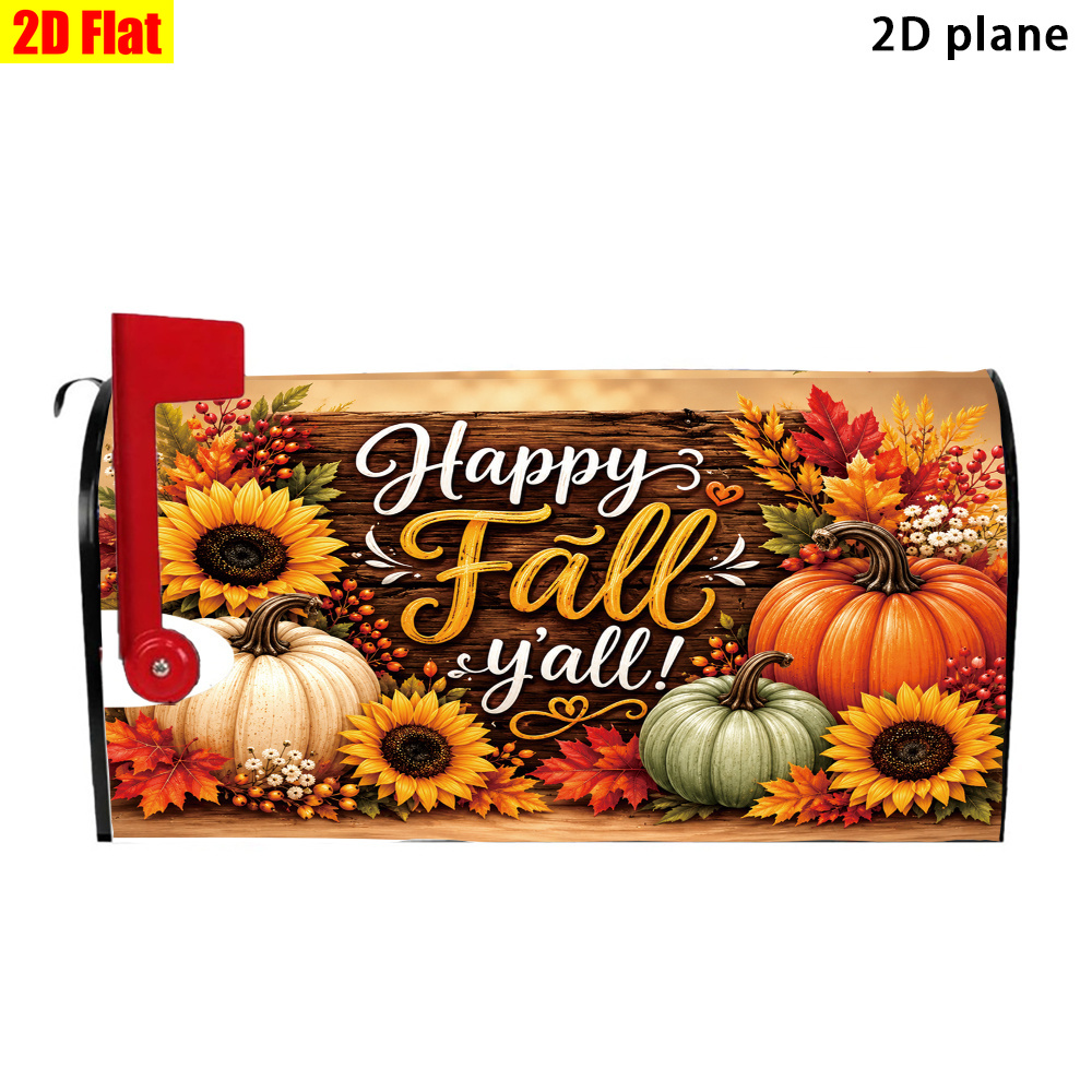 TEMU 1pc Autumn Mailbox Cover With Closure, Standard Size 21x18 Inch Suitable For Home Garden Outdoor Decoration, Fall-themed Textile Cover For