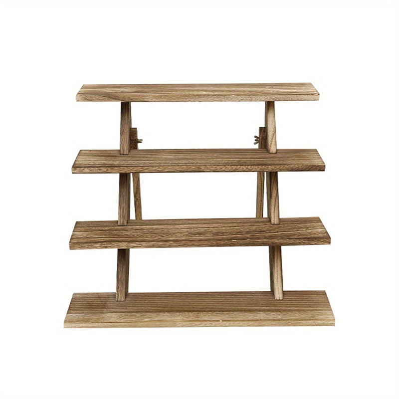 TEMU 4- Tier Wooden Display Riser Stand, Cupcake Tiered Ladder Display Shelf, Retail Countertop Display Shelves For Spice Perfumes Figures
