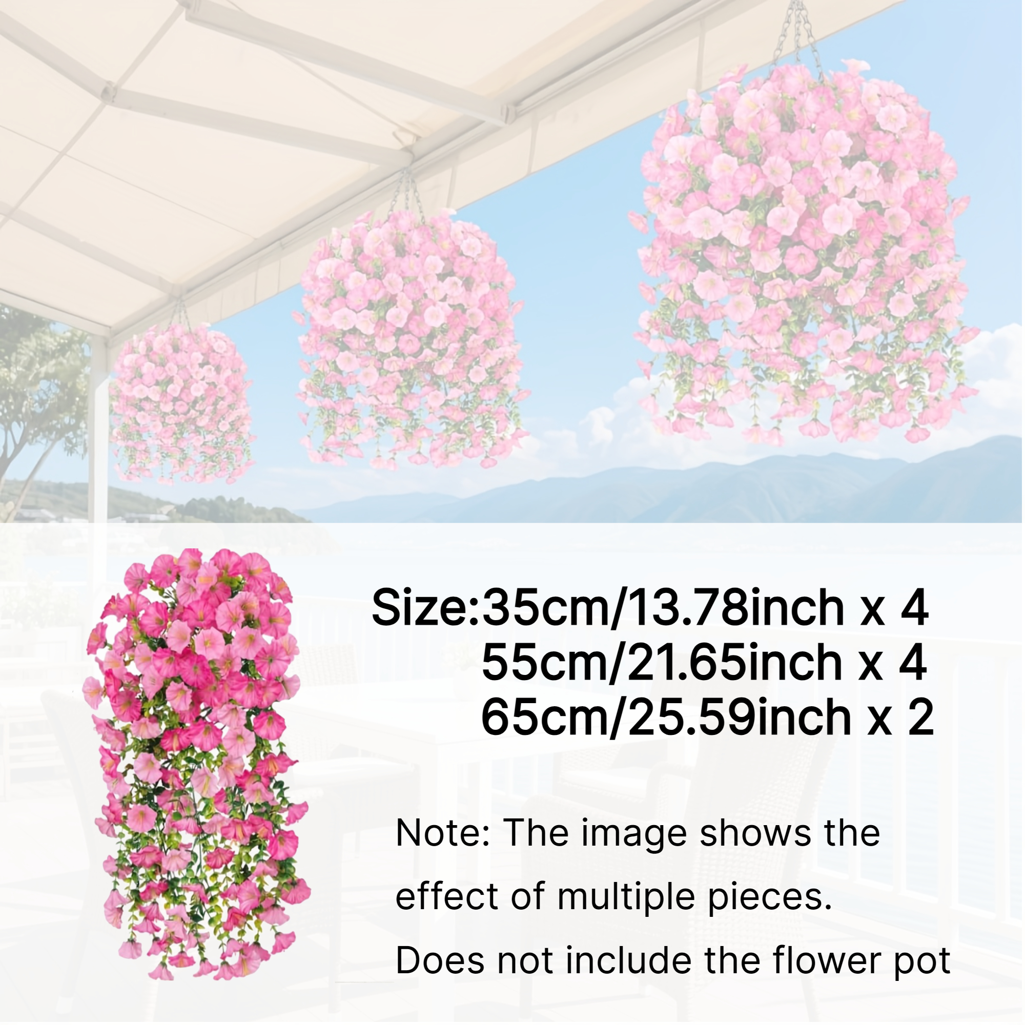 TEMU 10pcs Outdoor Pink Hanging Artificial Flowers, Uv-resistant Plastic Fake Flowers, Suitable For Indoor And Outdoor Home Decoration, Valentine's