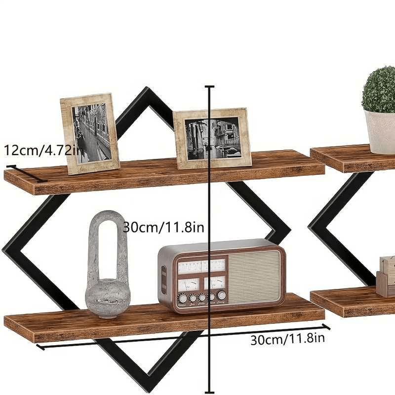 TEMU 1pc Black Vintage Wooden Floating Wall Shelf, Wall-mounted Display And Storage Rack, Multi-functional Space- Wall-mounted Organizer, Sturdy