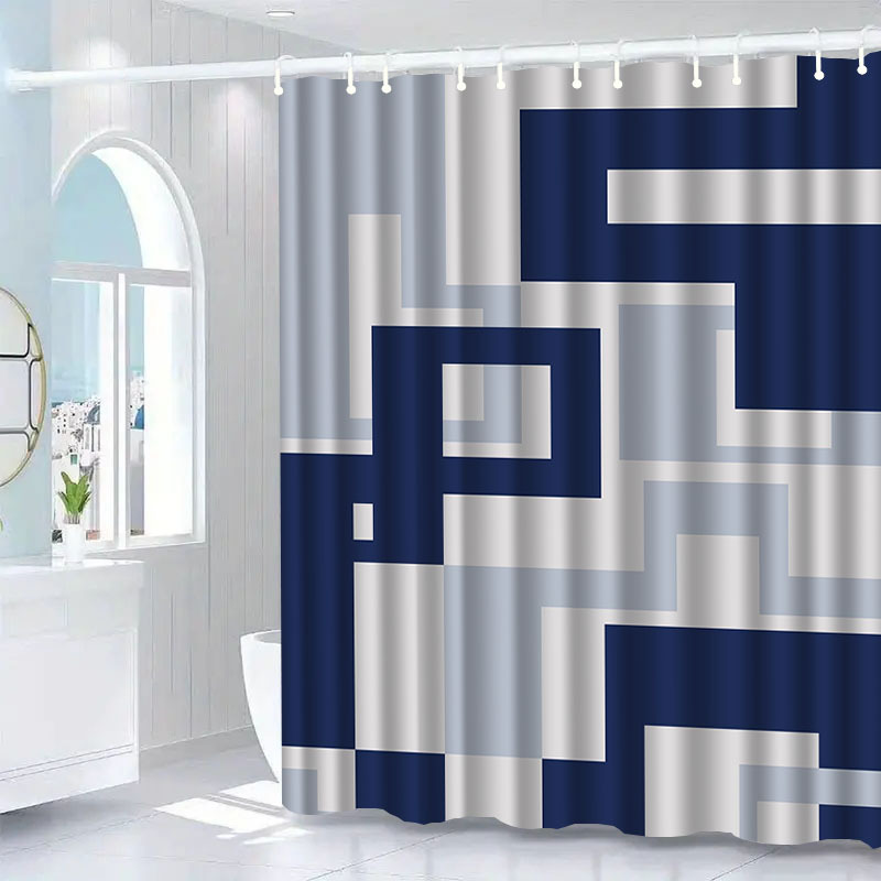 Simple Irregular Pattern Shower Curtain with Hooks
