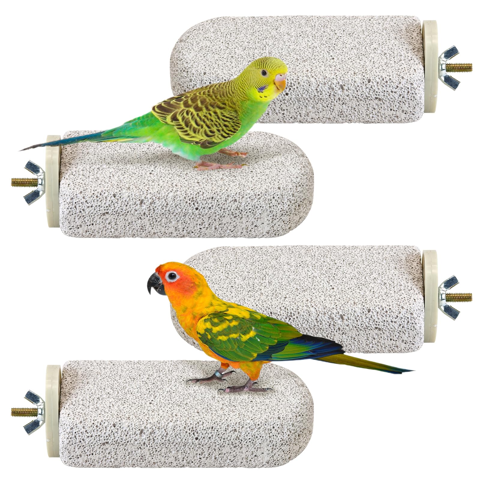 Image of 4pcs Bird Beak Grinding Stone Chew Toy Parrot Perch Bird Stand Platform Parakeet Cage Additions For Budgies, Cockatiels, Conures, Lovebirds, Finch (purple)
