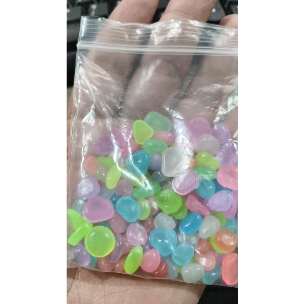 TEMU 129pcs Random Color Stone, 0.39-inch -the-dark Resin Pebbles, Light-charged Luminous Decor Stones, Perfect For Fish Tank, Wishing Bottle, Garden