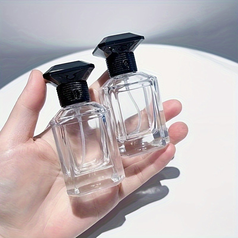 Image of Glass Bottles With Black Caps - Empty, 1.01oz, Suitable For Fragrance Or Essential Oil - No Scent Included