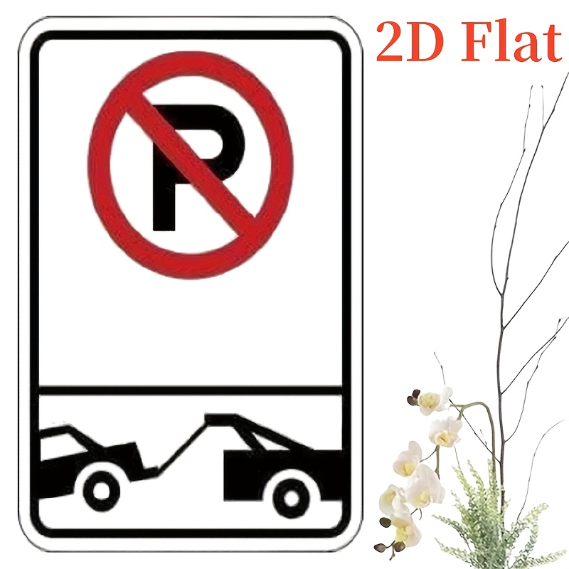 TEMU 2d Flat, 1pc, Vintage Metal No Parking Sign - Official Garage Decor With & Tow-away, 8x12 Inches (20.32x30.48cm) - Driveway Marker, , Business -