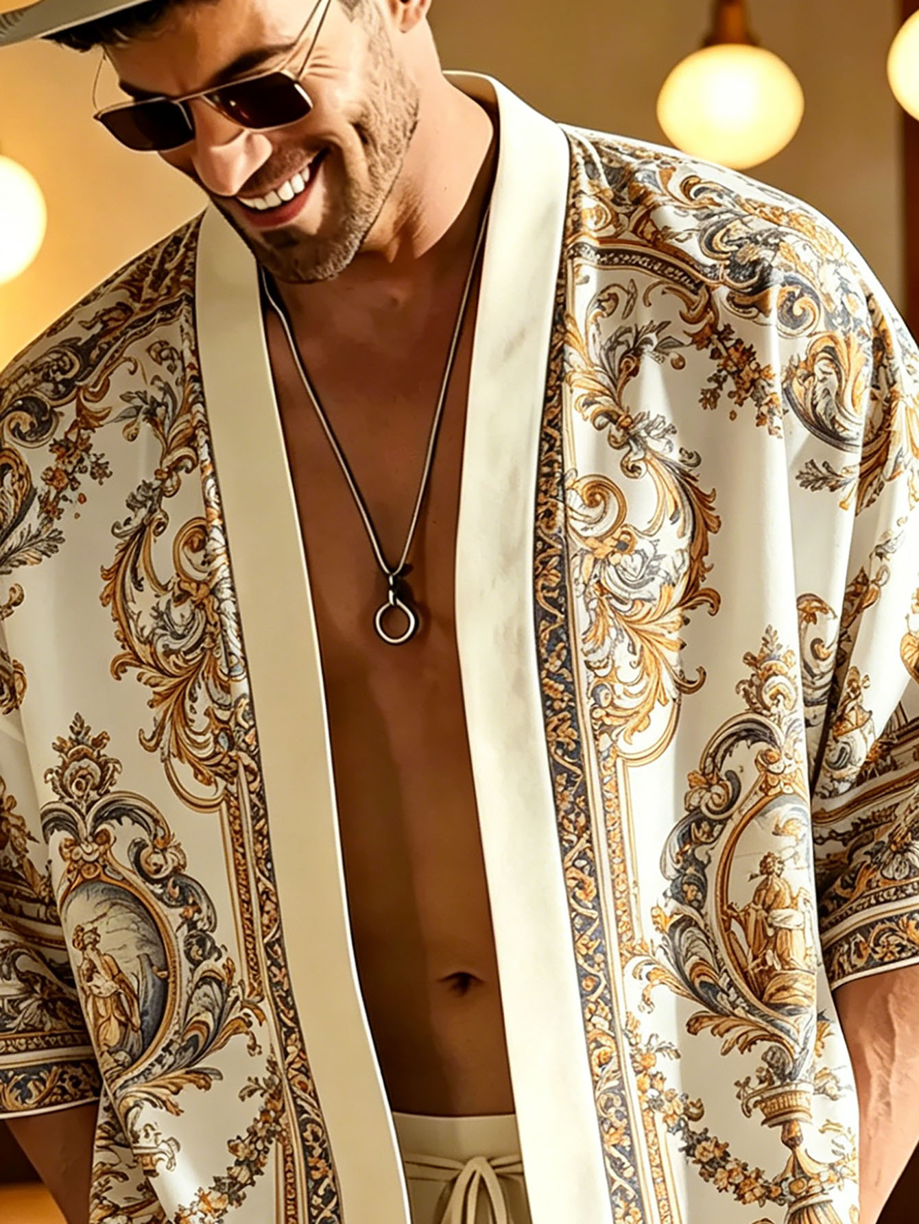 Plus Size Lightweight Comfortable Kimono Style Shirt Breathable Loose Fit Suitable for Beach Travel Party and Daily Wear Ideal for Beach, Party and Daily Wear. Breathable Loose Fit.