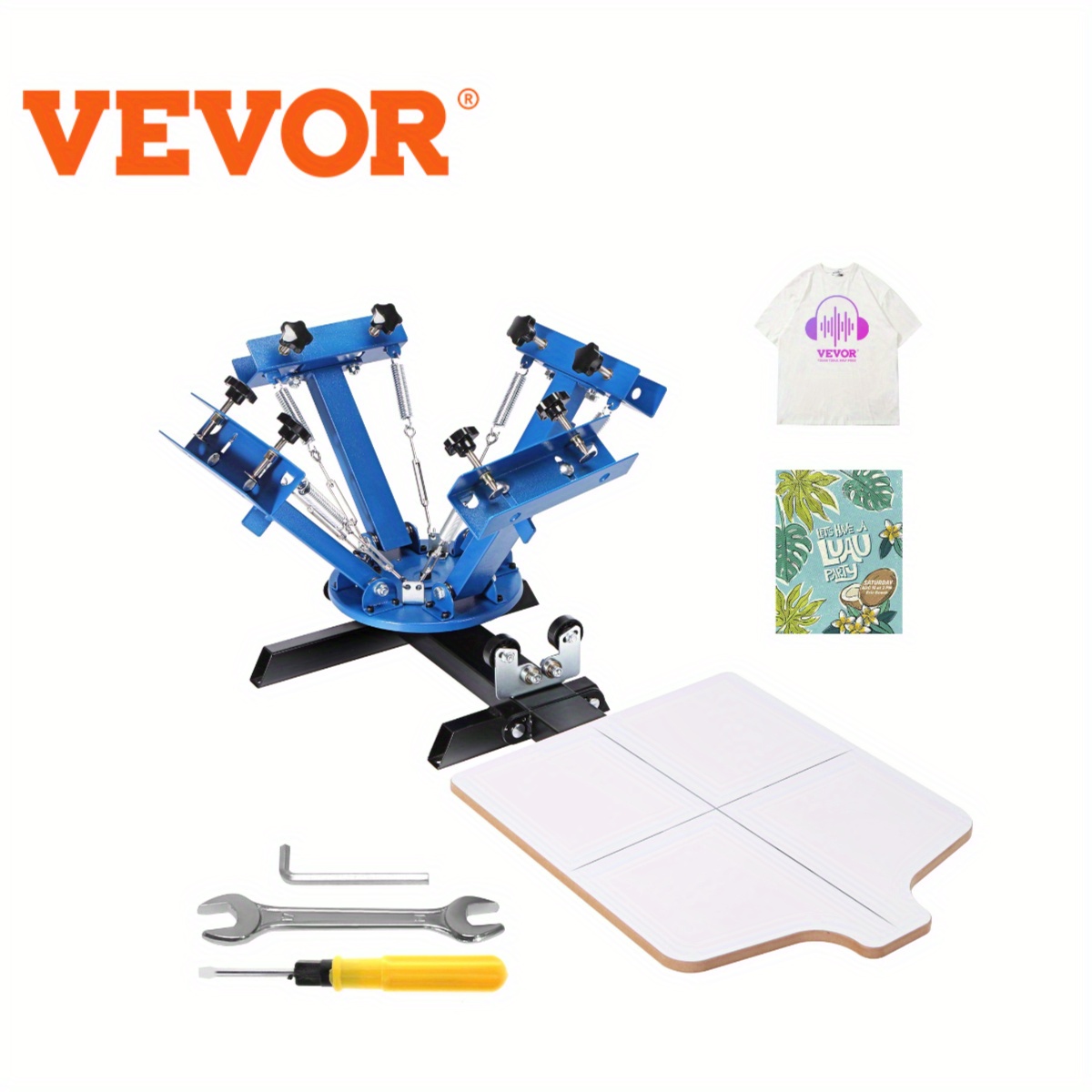 

Vevor 4 Station Screen Printing Machine, 21.2x17.7in/ 54x45cm Screen Printing Press 360° Rotable Silk, Double-layer Positioning For T-shirt Diy Printing