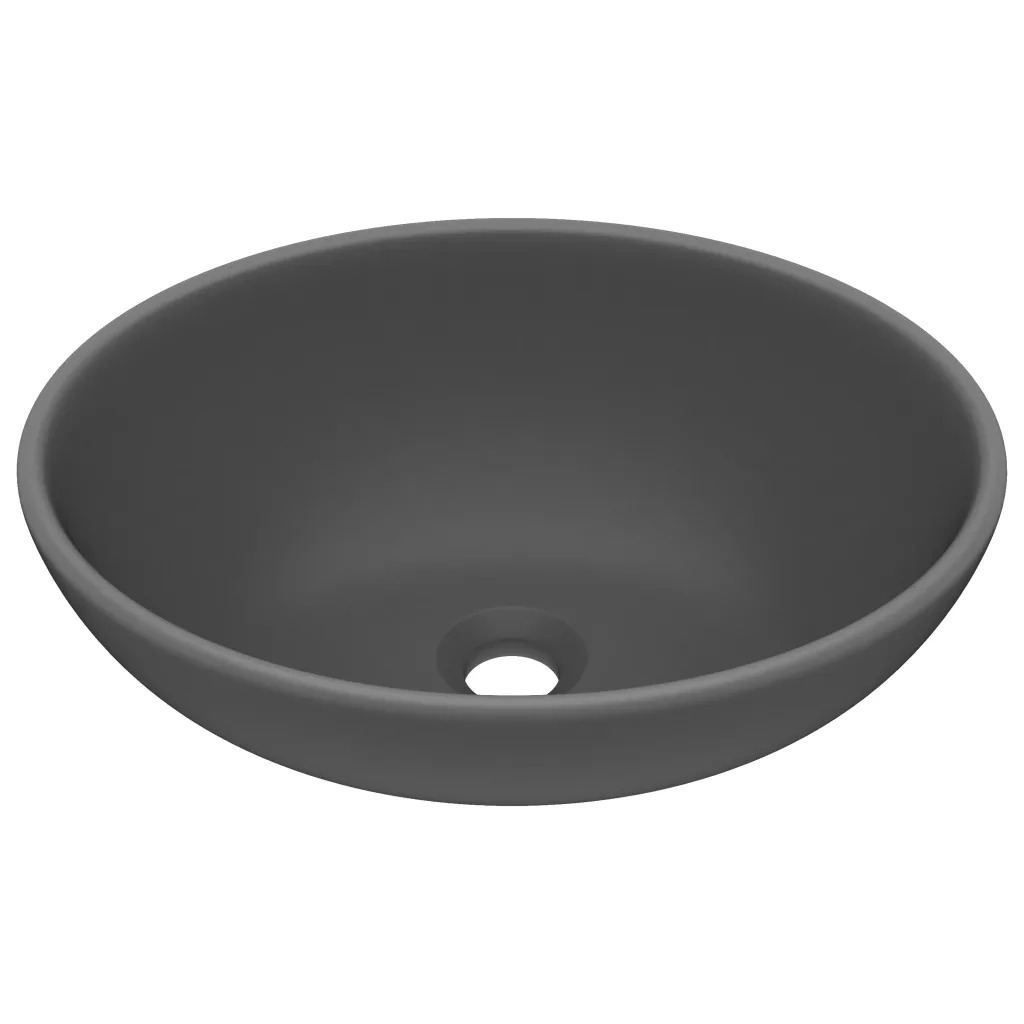 

Luxurious Oval Washbasin Matt Dark Grey 40x33cm Ceramic