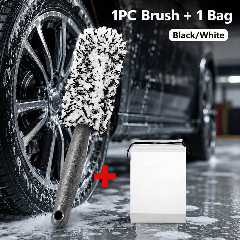 TEMU Jeu de brosses de nettoyage pour jantes, brosse de lavage de voiture à poils souples avec sac de rangement pour pneus, jantes, , de roue et