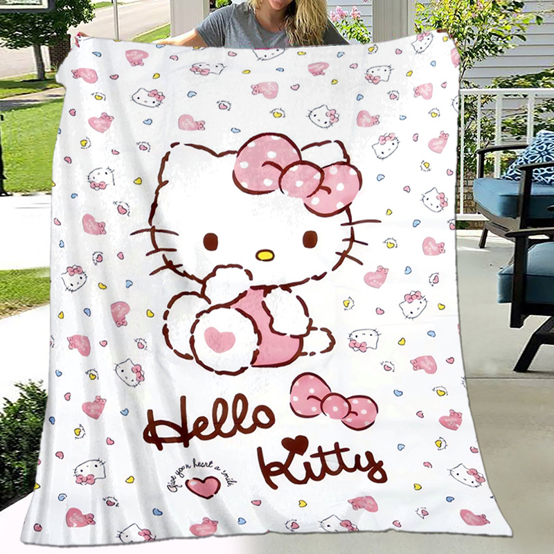 

Sanrio Hello Kitty Flannel Blanket - Soft, Allergy-free, Multi-use Throw With Vintage Floral & Animal Design For Sofa, Bed, Office, And Travel - Ideal Gift For Family & Friends