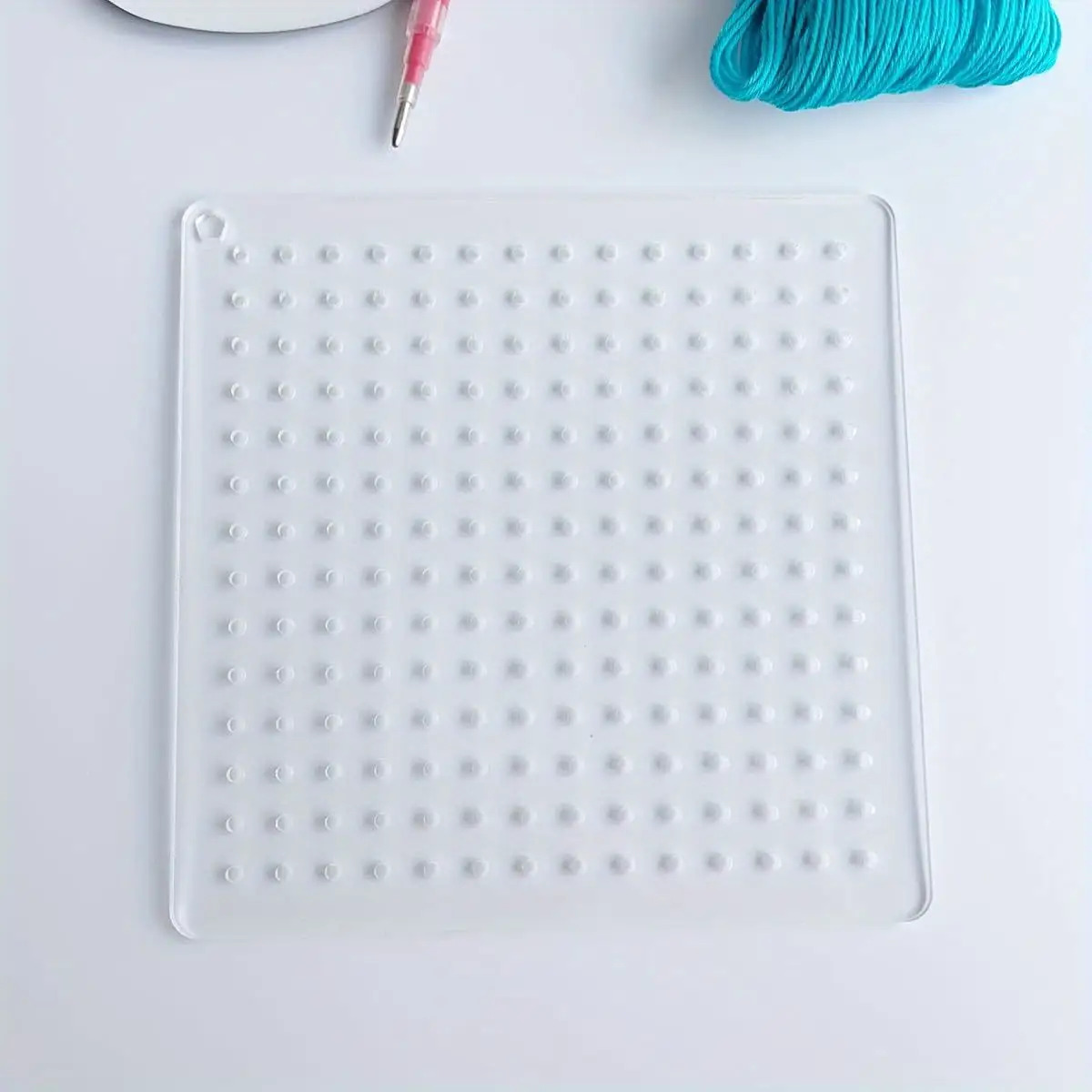 TEMU An Acrylic Embroidery Stencil With Straight And Square Patterns - 20cm Grid For Hand Embroidery, Stitching, And Crafts - Durable White Stencil