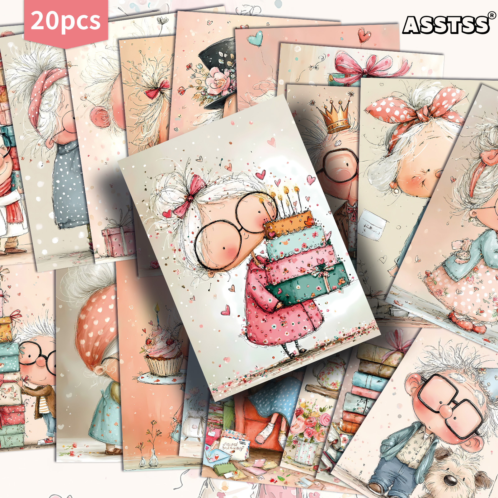 TEMU 20pcs Asstss Pack Vintage Pinup Postcards Suitable For Scrapbooking & Junk Journals - Cards With Classic Figures, Personalizable For Birthdays,