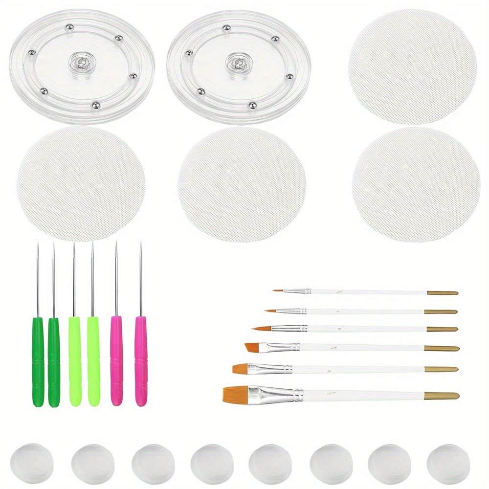 TEMU 26pcs Cookie Decorating Kit Cookie Turntable Decorating Supplies Including Acrylic Cookie Turntable Cookie Fondant Brushes Cookie Scribe Needle