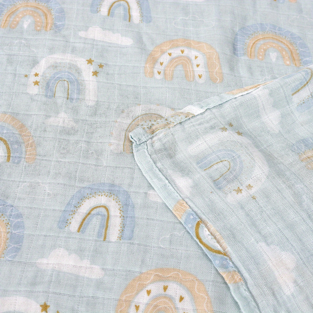 3PCS Sun Rainbow Pattern Soft Receiving Blanket Muslin Baby Blankets