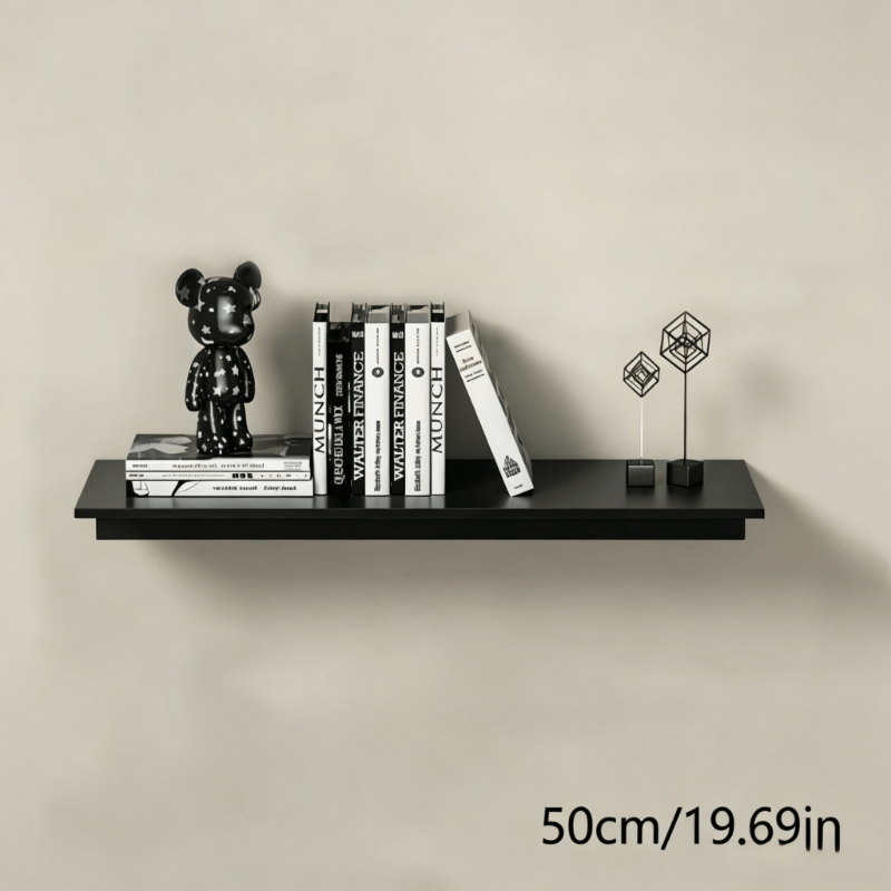 TEMU 1 Pack Black Wall Mounted Floating Shelf, Alloy Wall Hanging Storage Display Shelf, Decorative Wall Organizer For Living Room Kitchen Bathroom