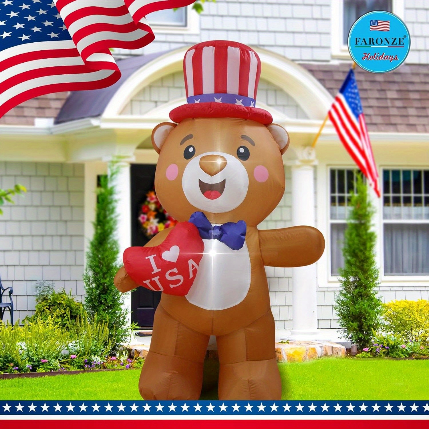 6 Ft 4th Of July Inflatables Outdoor Decorations, Eagle On