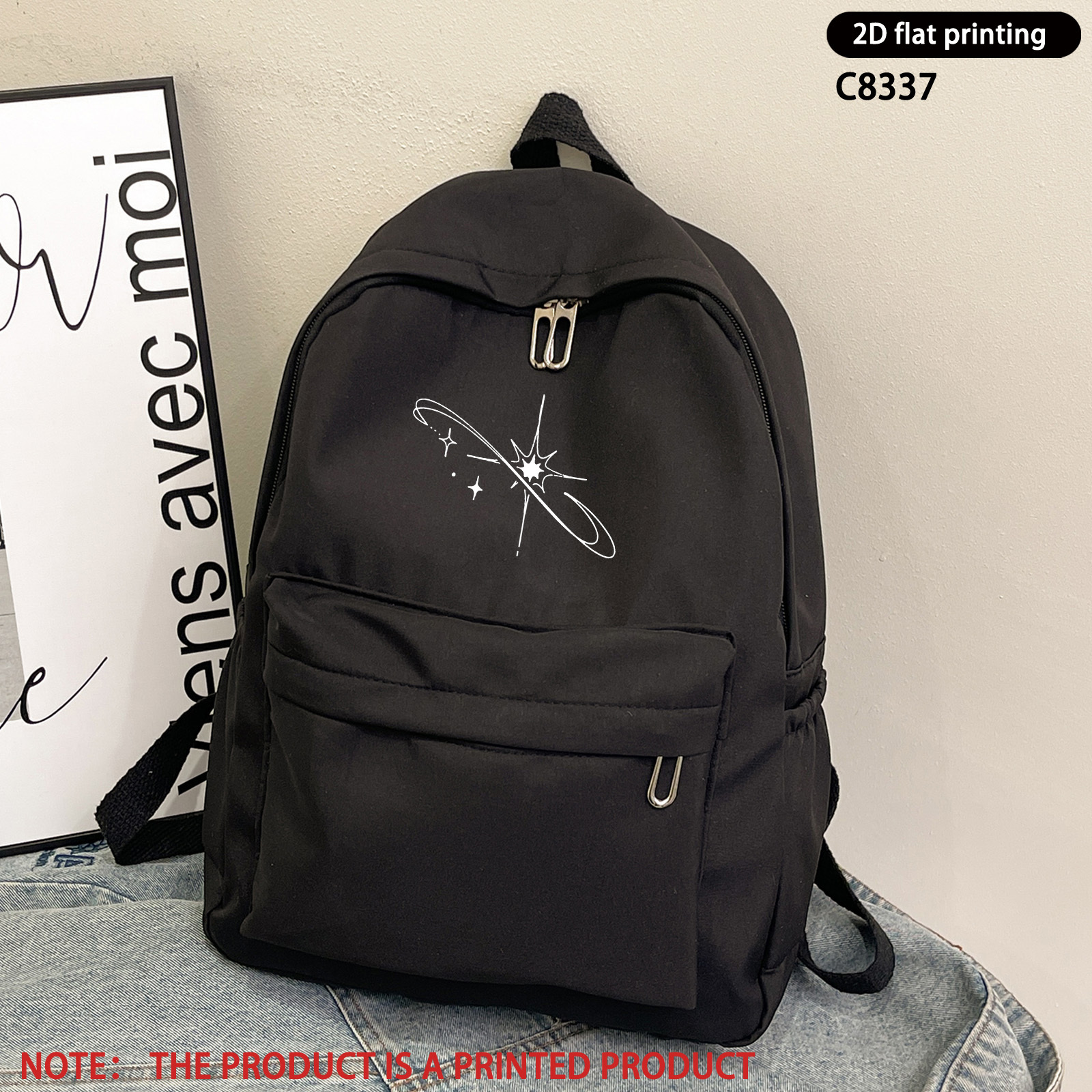 TEMU 1pc Fashionable Trendy Easy Star Pattern Backpack Commuter Book Bag Multifunctional Travel Double Shoulder Bag Suitable For Use Gift