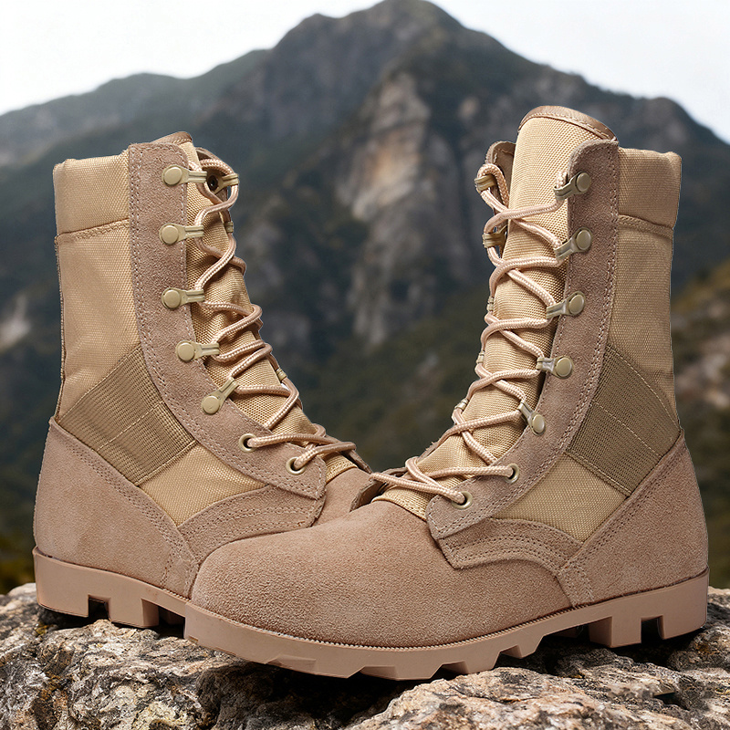 TEMU Men's Hiking Boots, , Lace-up, Breathable Fabric, Ankle Boots, Plus Size, Sports, Comfortable, Tactical Boots, Mountaineering Boots, Motorcycle