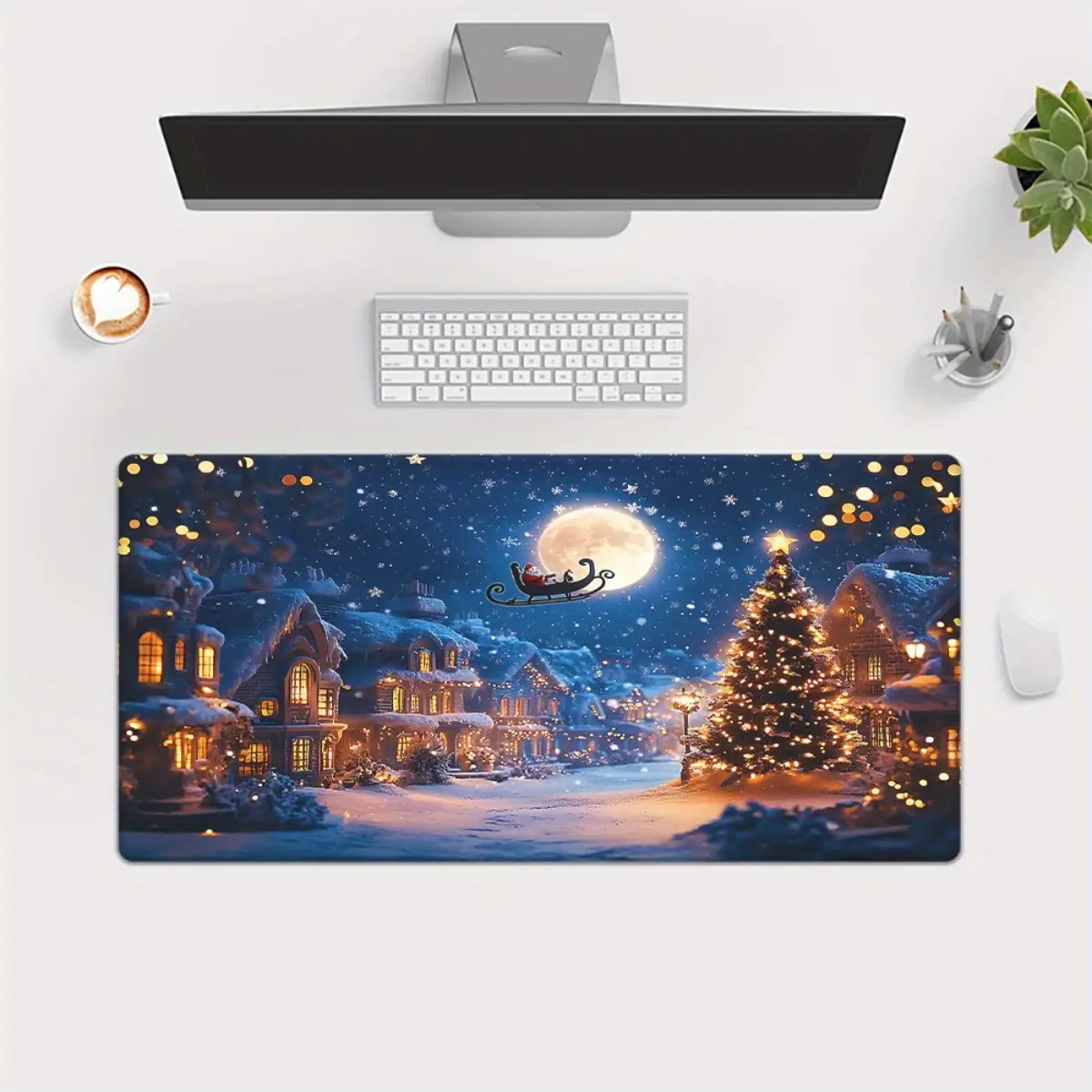 1pc Holiday Edition Christmas-themed Durable Rubber Mouse Pad, Suitable for Gaming, Office, and Home Use, Gaming Table Accessories | Fashion Mouse Pad | Smooth Surface Pad, Desktop Mouse Pad, Home Workspace Setup, Office Desk Accessory, Stylish