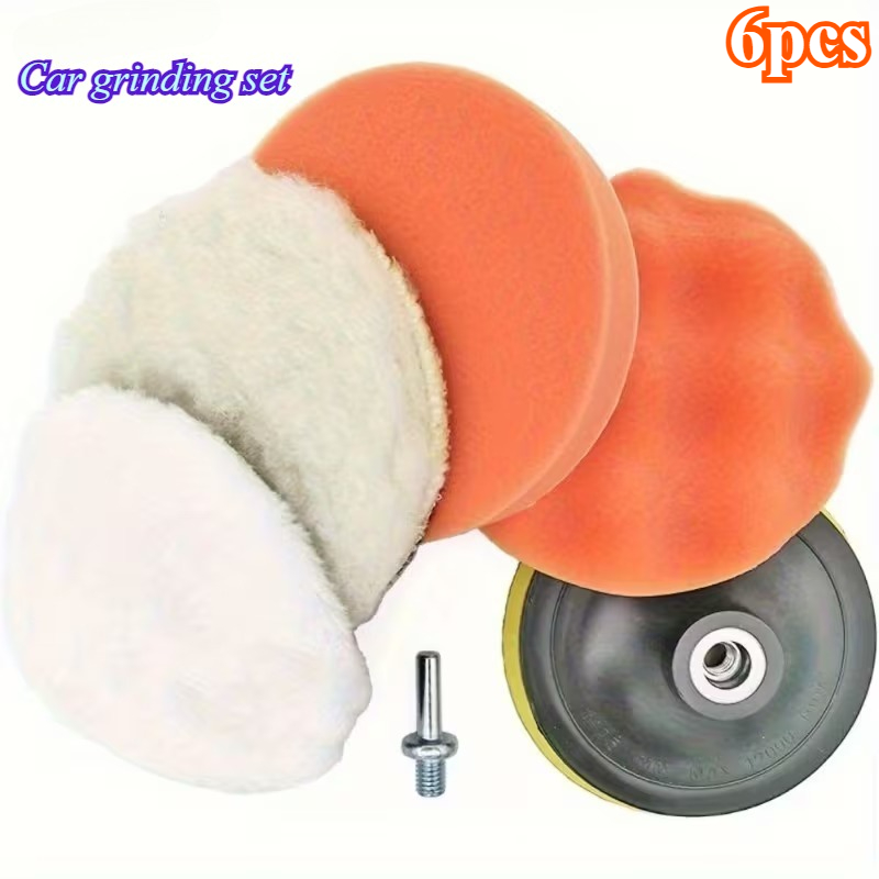 TEMU 6pcs Car Polishing Tool Set With Soft Bristle Pad, Heavy-duty Scratch Removal Repair Tool, Waxing And Polishing Disc. Suitable For Car,