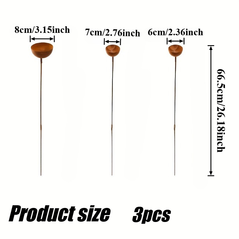 TEMU [3d] 3pcs Outdoor Patio Garden Decorative Ground Insert, Hummingbird Waterer, Bee Bath, Natural Rust-colored Wild Bird Feeder, Container, , ,