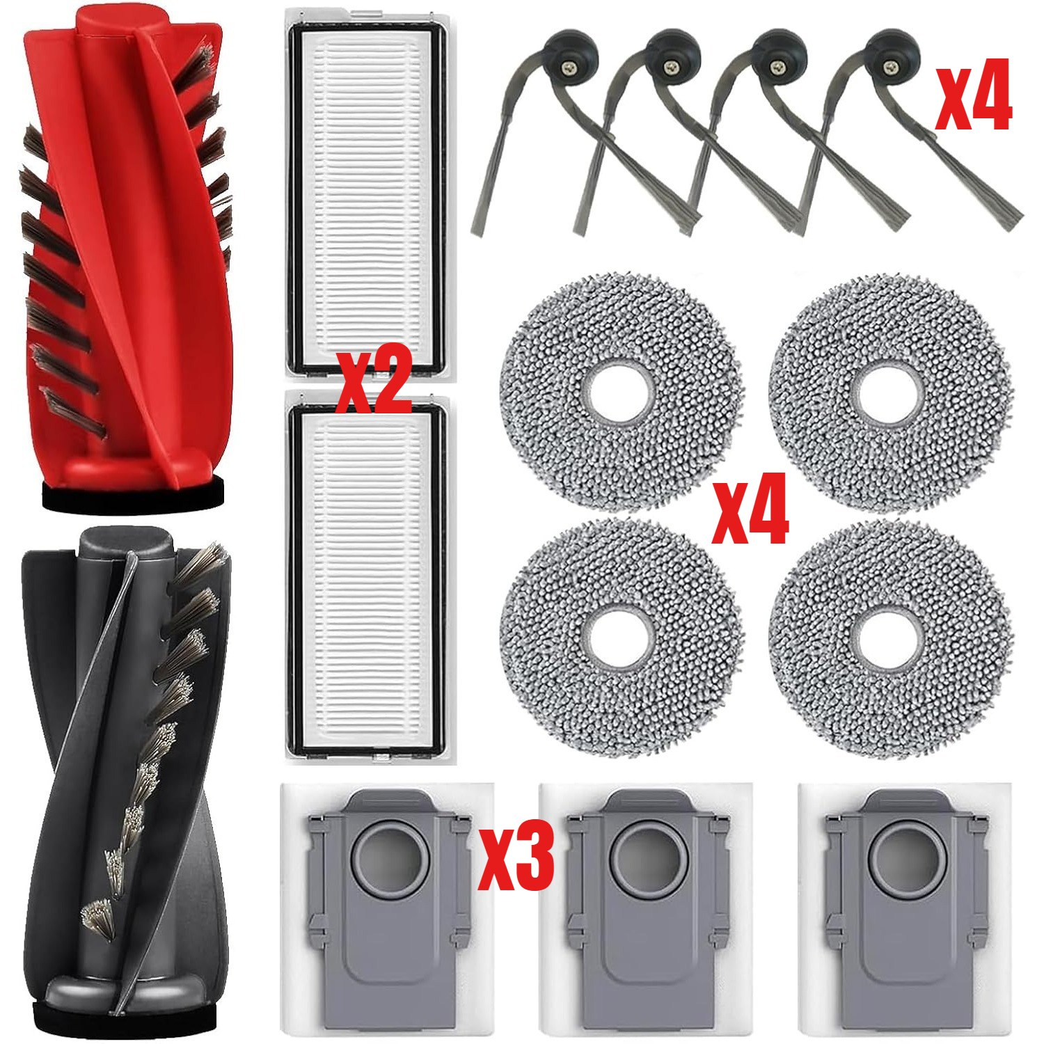 TEMU 15-pack Replacement Parts Additions Kit For , Edge, Edge C, Edge Robot Vacuum Mop, Includes Dual Main Roller Brushes, Side Brushes, Filters, Mop