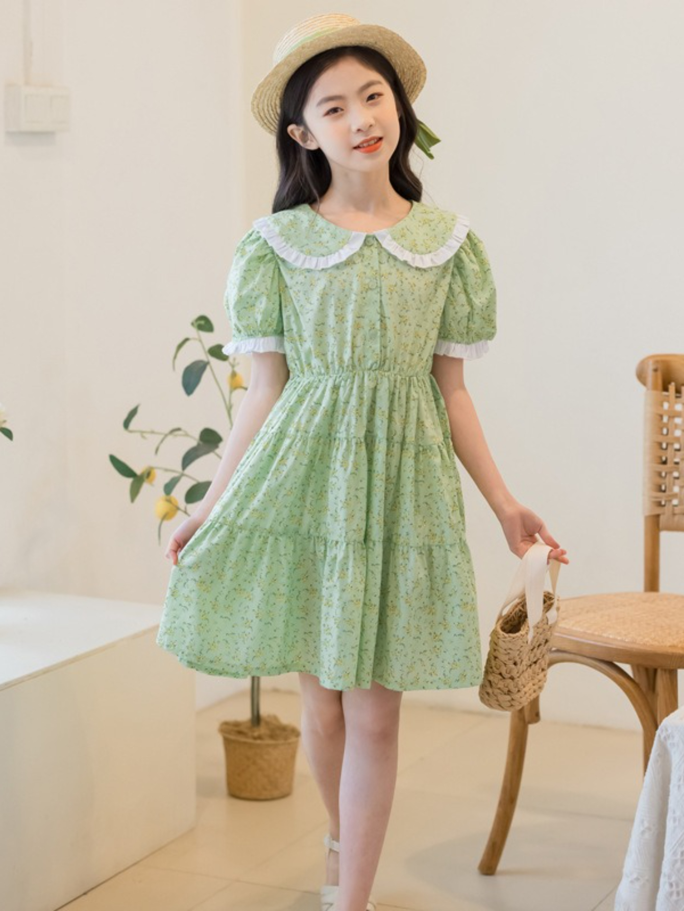 green cottagecore dress sold on Temu United States