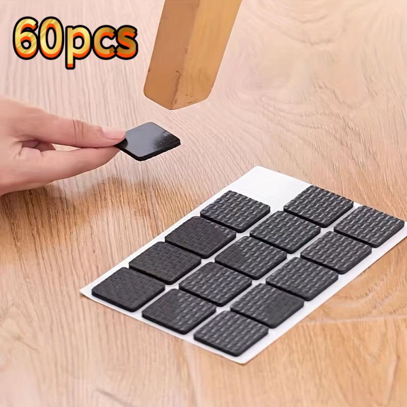 TEMU 60pcs Anti-noise Chair Leg Protectors, Non-slip Furniture Pads For Dining Chairs And Tables, Anti-scratch Silent Shock-absorbing Self-adhesive