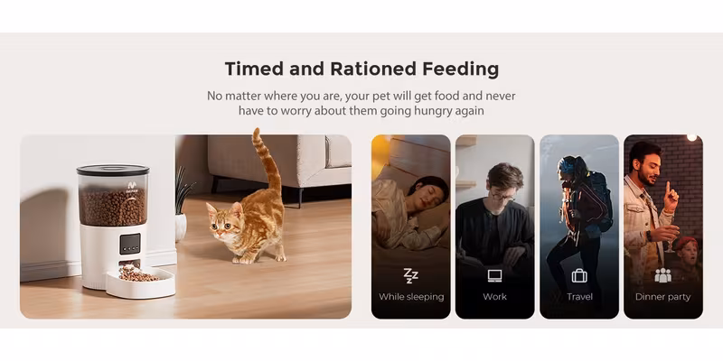 automatic cat feeder 3 pet food dispenser with wireless app to 20 m timed programmable portion control backup easy setup 10 meals day for cats and puppies no wifi required Product details 6