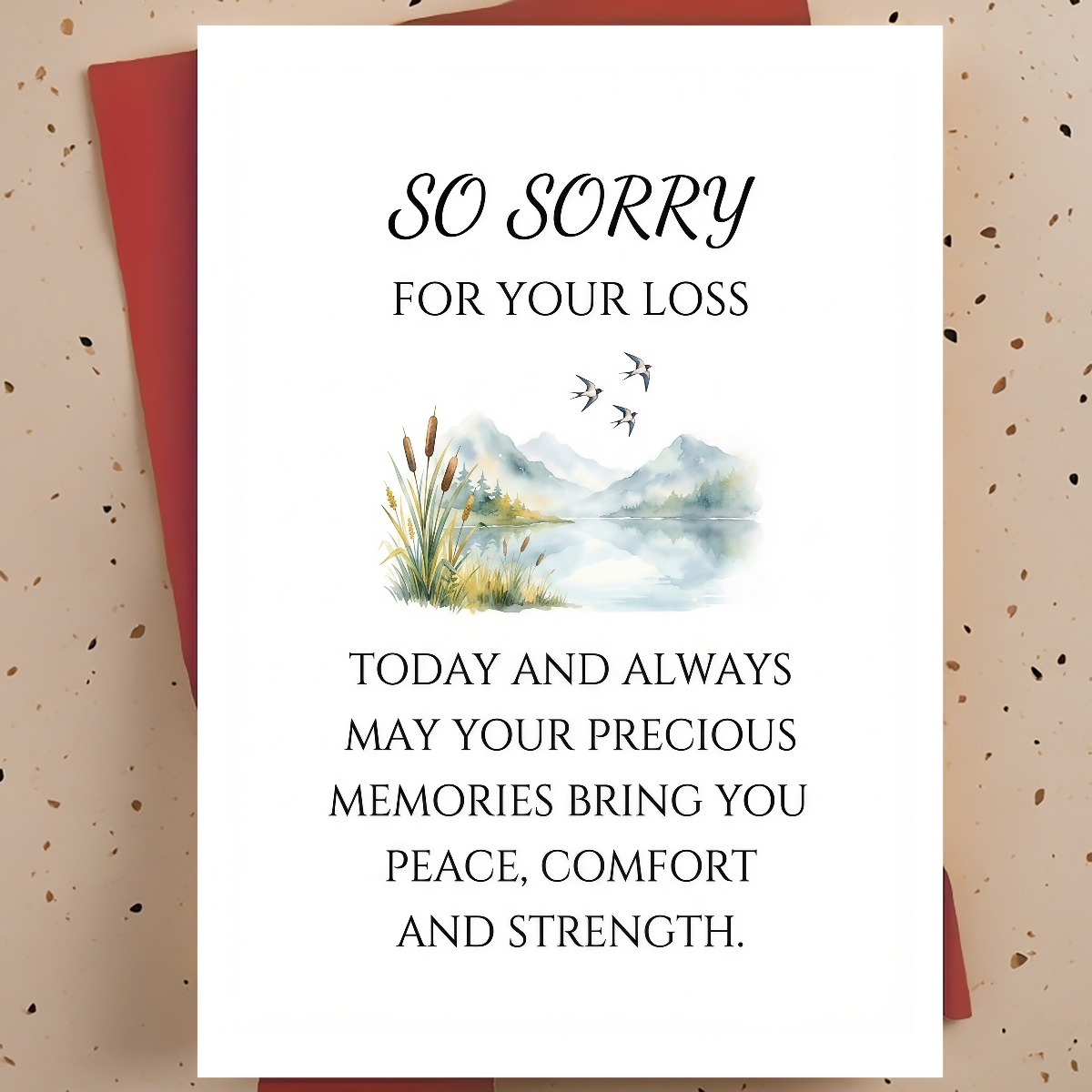 TEMU 1pc Condolence Greeting Card For Friend, Coworker - Landscape Illustration, , Thickened, With Envelope
