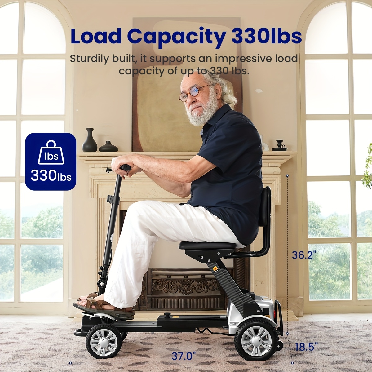 lightweight electric mobility scooter with     featuring a foldable carbon fiber frame and a comfortable Product details 4