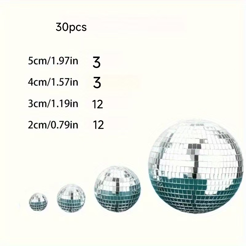 Image of 30pcs Silvery Disco Balls - Reflective Glass Balls For 70s Parties, Graduations, - Ideal For Any Celebration Decor, Celebration Decor | Retro Party Decor | Durable Party Decor, Disco Decor