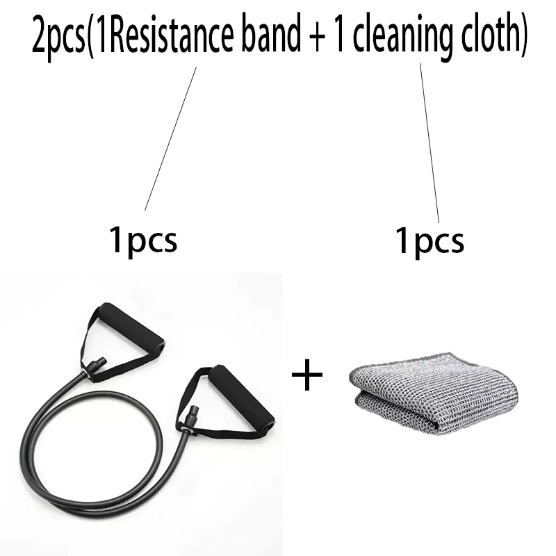 TEMU 2pcs (1 bande de résistance et 1 chiffon de nettoyage) Bandes de résistance avec poignées pour l'étirement et le fitness, idéales pour les