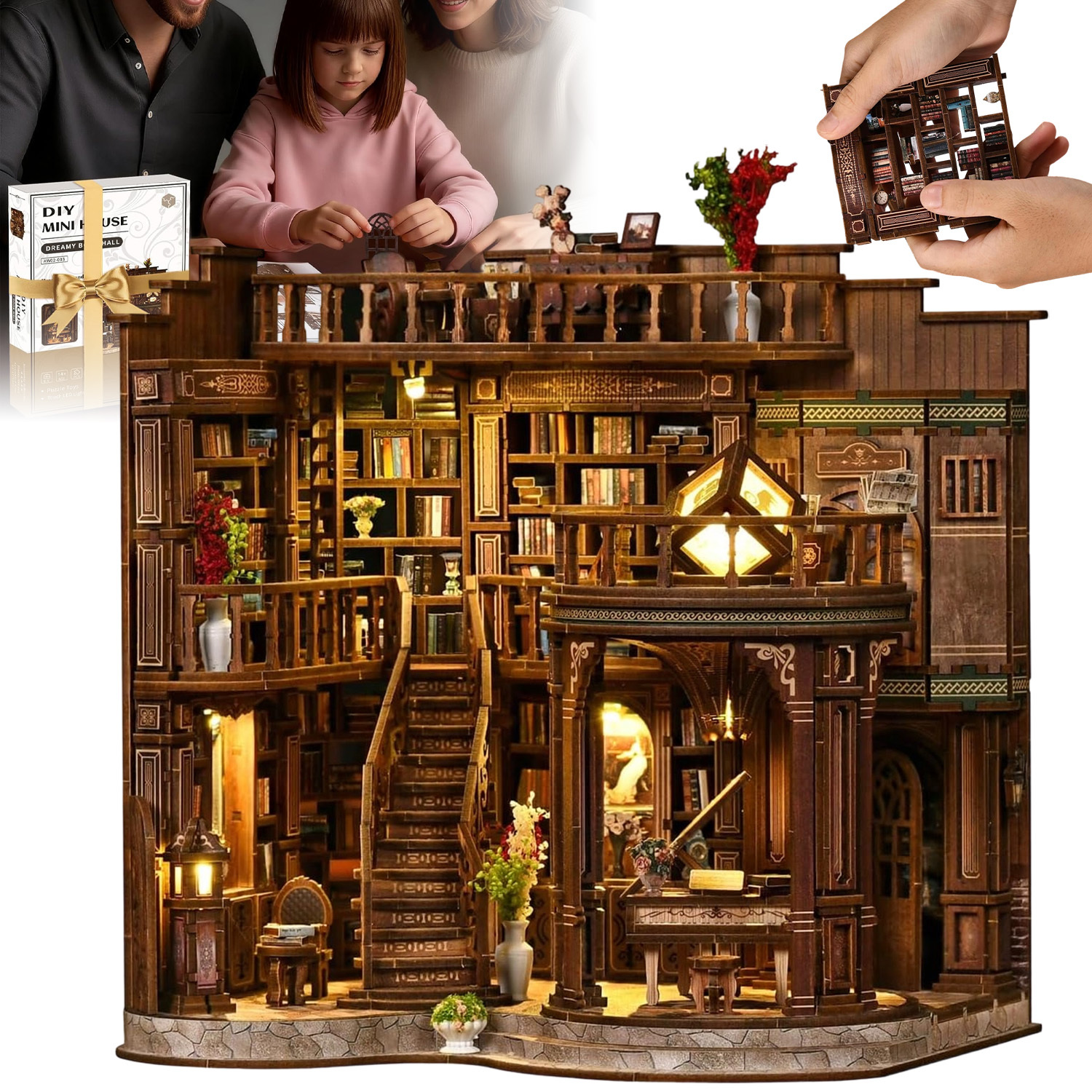 888pcs Handmade Assembled Mini House Kit, 3d Mini Book Nook Decor, Creative Handmade Building Ornament For Home Art Decoration And Gift