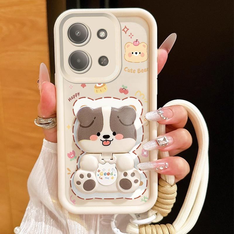 TEMU Phone Case: 15c Phone Caseslucky Little Bear With Stand And Lanyard Pattern Fashion Ready Comfortable Feel Suitable For 15c Case With Shockproof