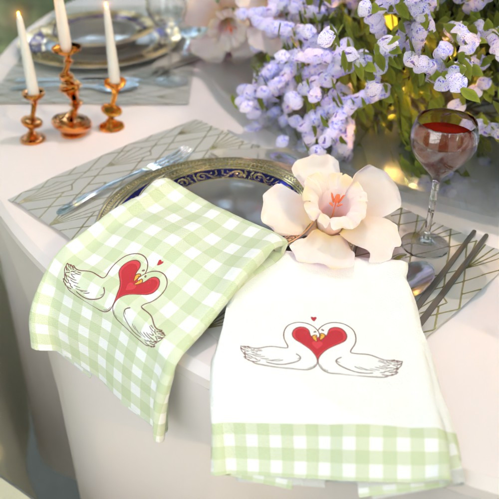 2pcs valentine s day kitchen towels - 45.72x66.04cm soft,   polyester with heart &   design, vibrant colors, machine washable for home, party & outdoor use, dish towels details 1