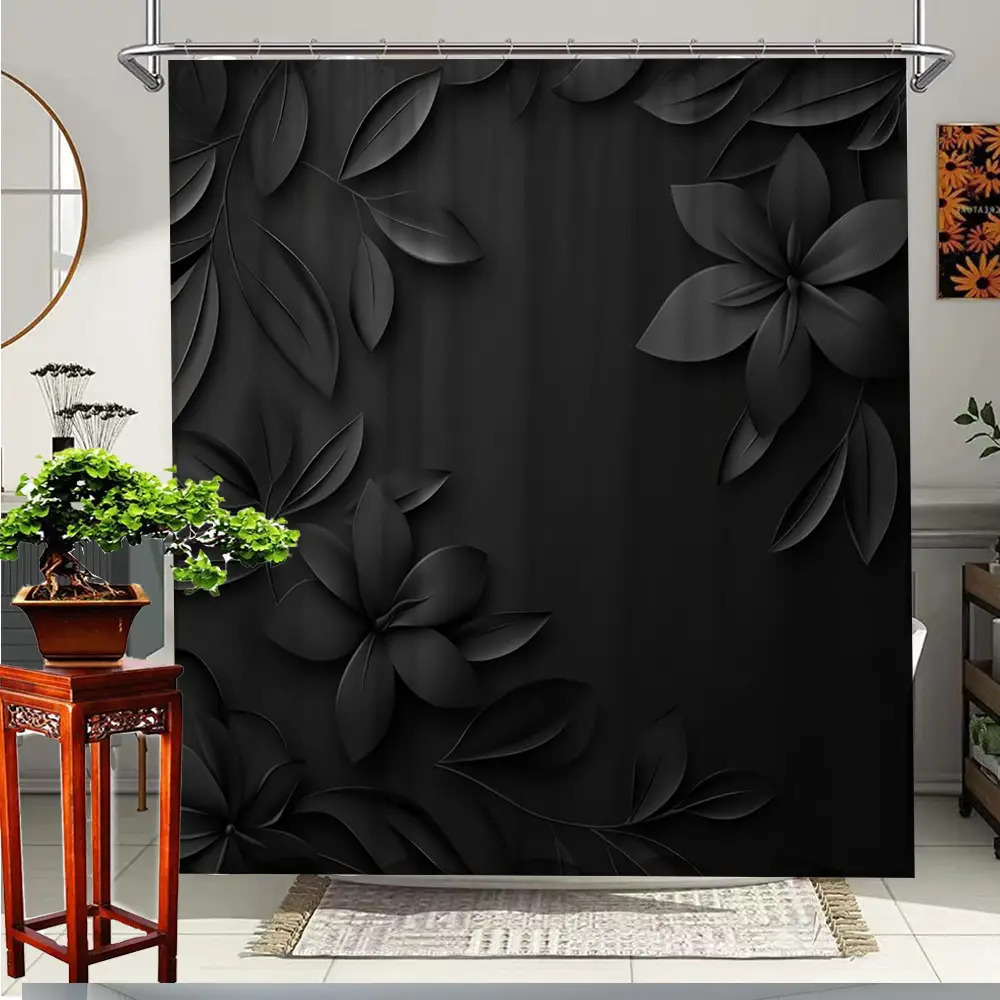 TEMU 1pc Elegant & Vine Botanical Shower Curtain - Forest Theme With Grommets, Durable Machine-washable Suitable For Bath Tub , Elegant Bathroom