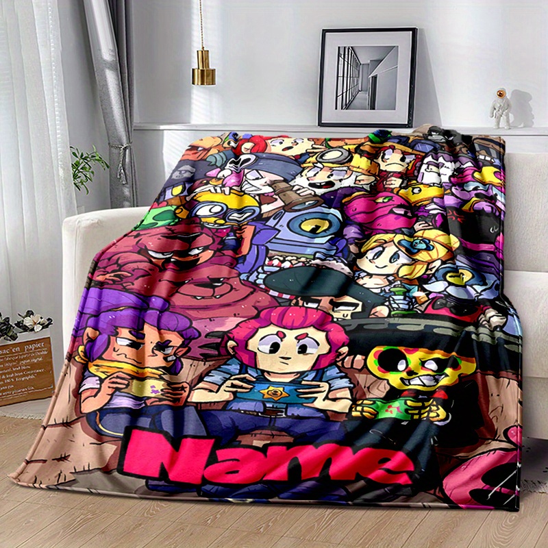 

[1pc Customized Flannel Blanket] 1pc Customized Flannel Fleece Blanket - Soft Knitted Polyester Throw For Sofa, Bed, Office, Camping - Cartoon Print Lunch Blanket - 200-250g Lightweight