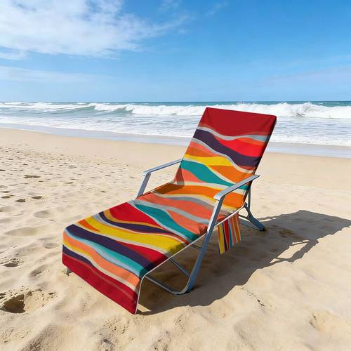2d flat 1pc modern striped chair cover towel suitable for sunshade quick dry microfiber foldable chaise protector with side pockets absorbent suitable for pool patio outdoor machine washable lounge cover for 2d flat