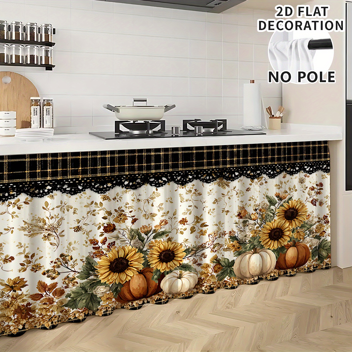 TEMU decorativa 2D piatta per armadietti da cucina con girasoli e zucche. Design piatto 2D, facile da appendere, lavabile in lavatrice e perfetta per