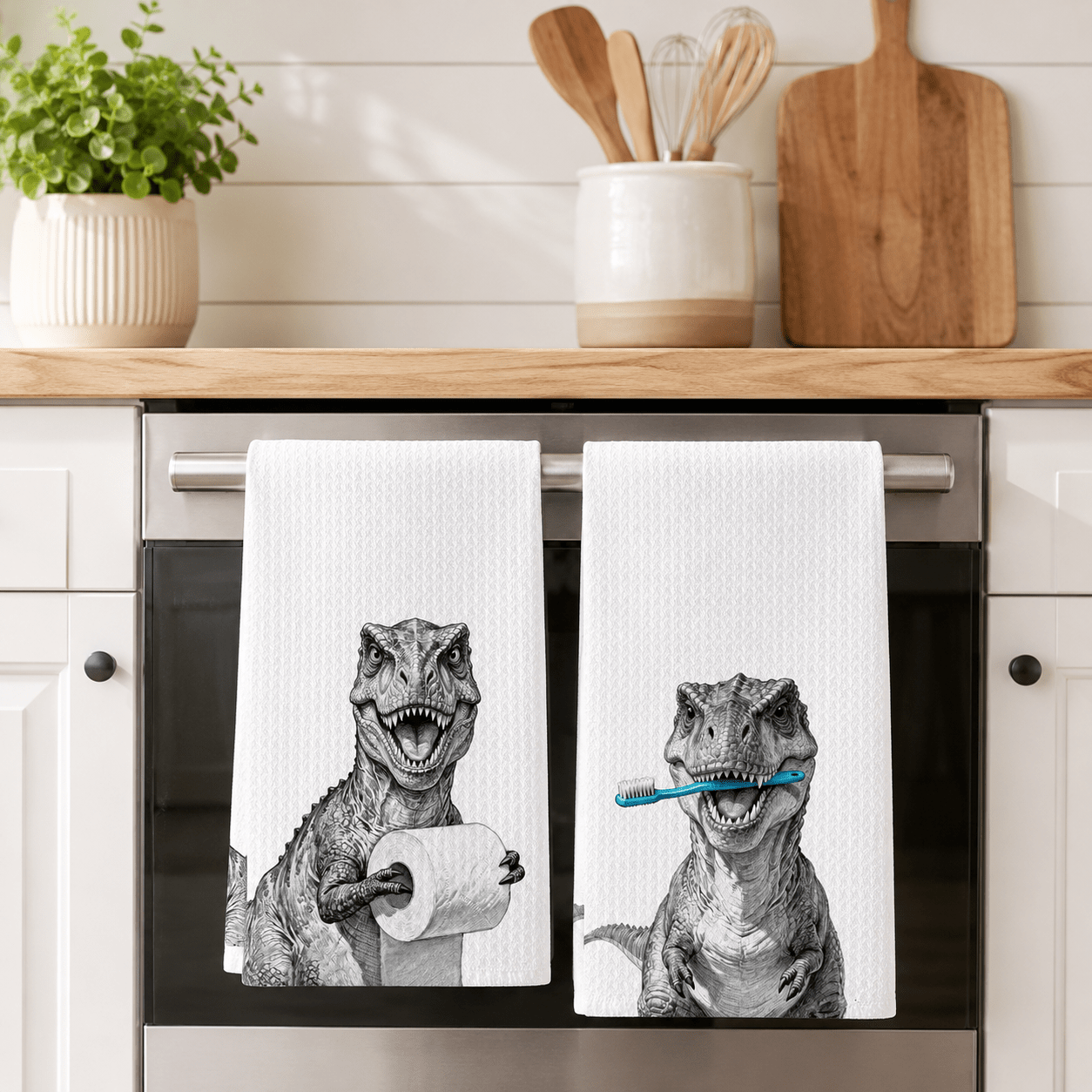TEMU 2-pack Fun Dinosaur Hand Towels For Boys, Bathroom Decor, Dinosaur Hand Towels Suitable For Bathroom, Kitchen, And Washroom Decoration, Dinosaur