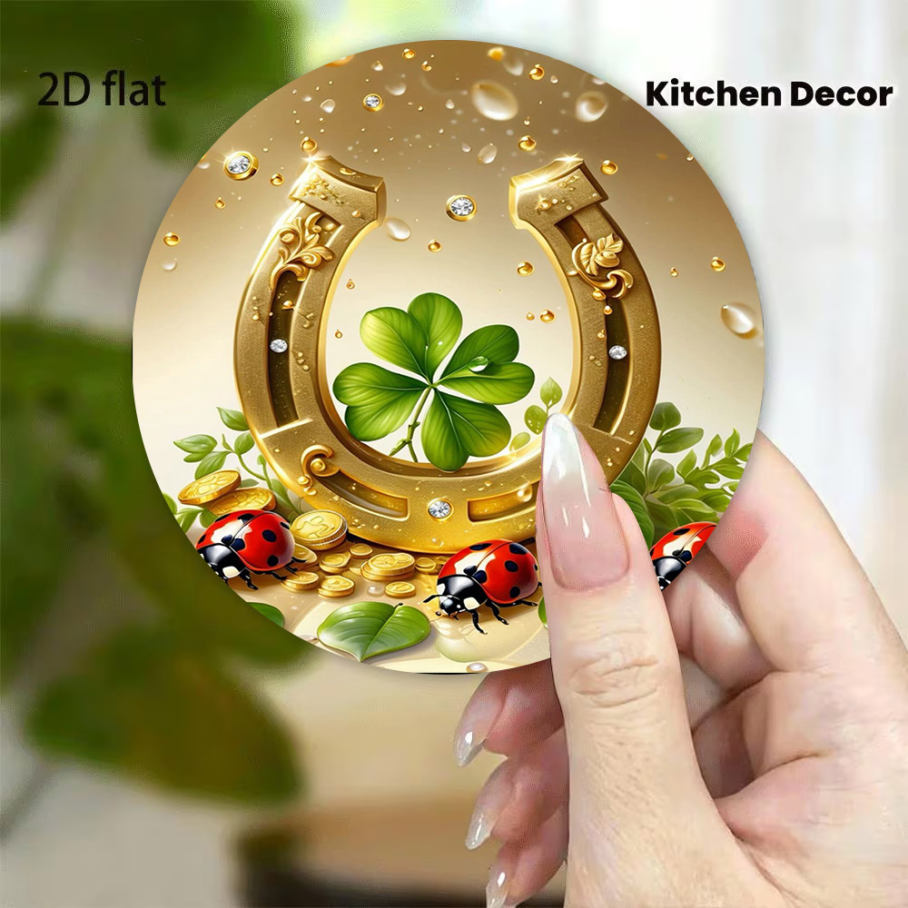 TEMU 1pc Clover & Magnet - Round Magnetic Sticker Suitable For Fridge, Home Decor, Office Decoration, Luck Gift For Christmas, New Year, Birthdays,