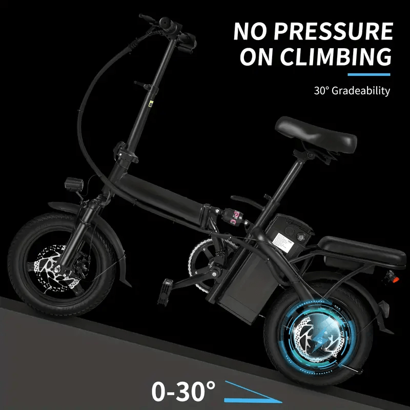 500w - long-range commuter electric scooter with 48v battery, 20-mile range, 19mph  , 14 fat tires, 200lbs   capacity, shock-absorbing seat, and foldable design for adults Product details 4