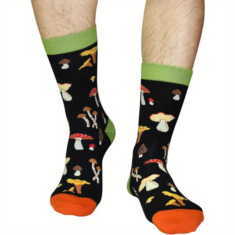 1 Pair Skateboard Hip Hop Funny New Happy Harajuku Hip Mushroom Letter Printed Socks