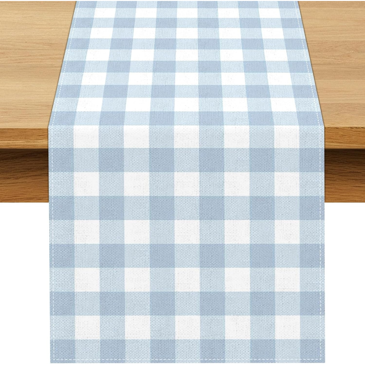 TEMU 1pc Of Blue And White Checkered Table Runner, With A Gentle And Soothing Pastoral Vibe, Is A Versatile Decoration For Country, , Or