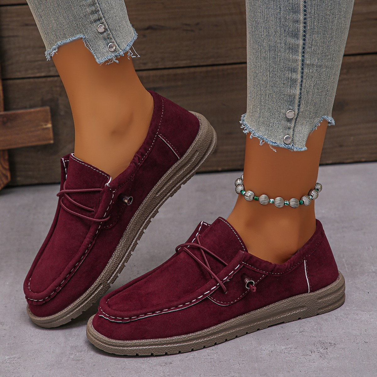 Burgundy Lace Up Loafers Ladies Herring Miranda Ladies Rubber